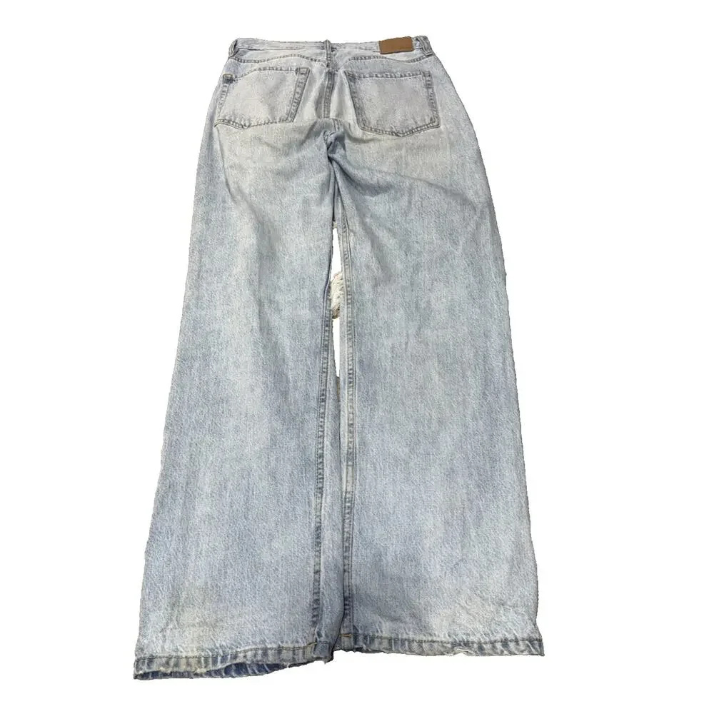 Aeropostale 90’s Baggy Jeans Light Wash Distressed Button Fly Size 8